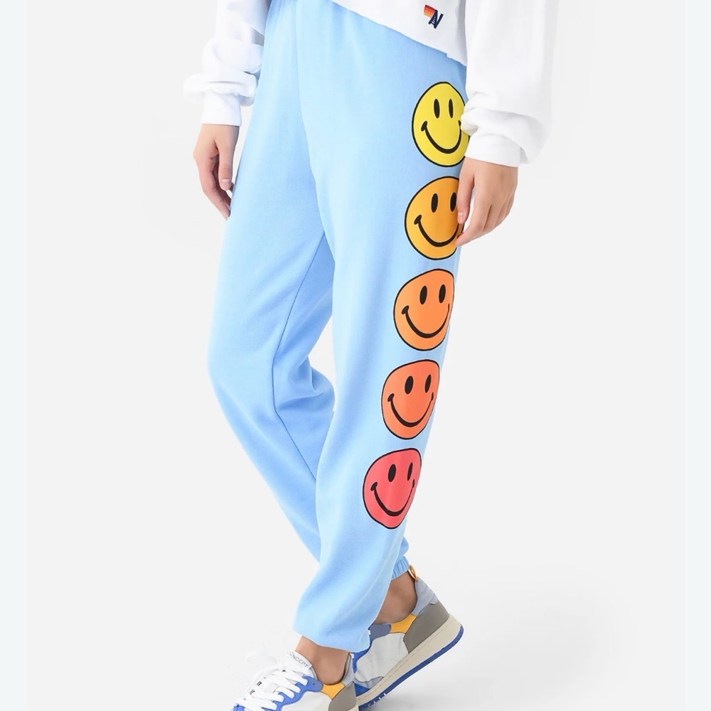 Aviator Nation smiley sunset sweet pants in sky size S excellent conditions
